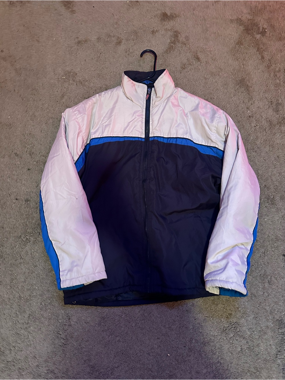 Men's Colorblock Puffer Jacket - Navy & White